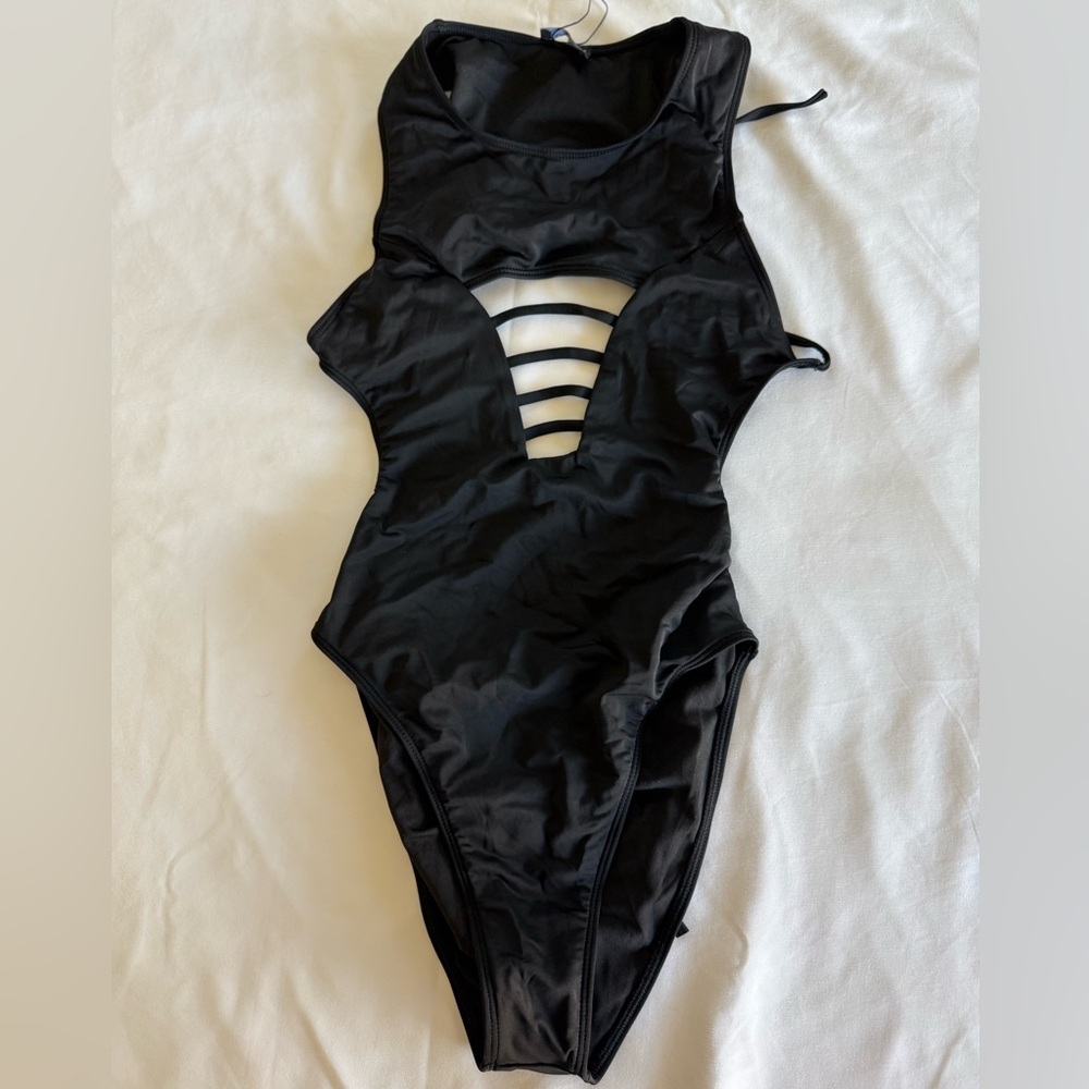 ICON SWIM Sexy Black One-Piece Swimsuit with Cutouts - NEW - Small